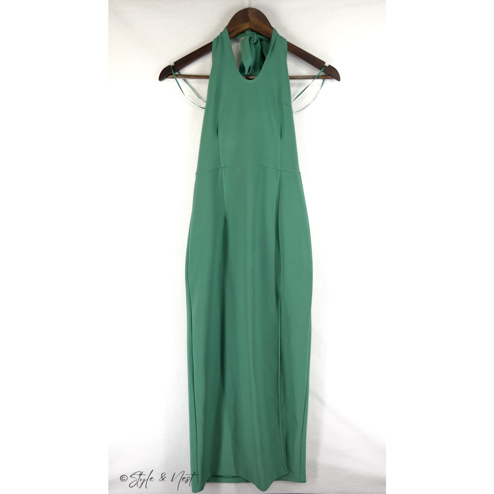 Abercrombie & Fitch Maxi Dress Teal Slit Front Stretch Halter Bodycon Small